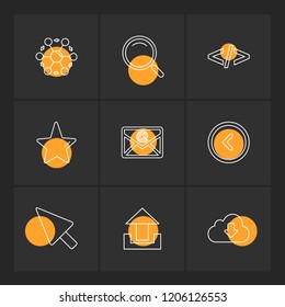 Set of 9 icons, for web, internet, mobile apps, interface design: business, finance, shopping, communication, fitness, computer, media, transportation, travel, easter, christmas, summer, device