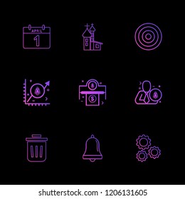 Set of 9 icons, for web, internet, mobile apps, interface design: business, finance, shopping, communication, fitness, computer, media, transportation, travel, easter, christmas, summer, device