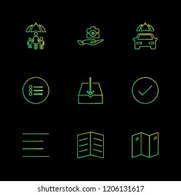 Set of 9 icons, for web, internet, mobile apps, interface design: business, finance, shopping, communication, fitness, computer, media, transportation, travel, easter, christmas, summer, device