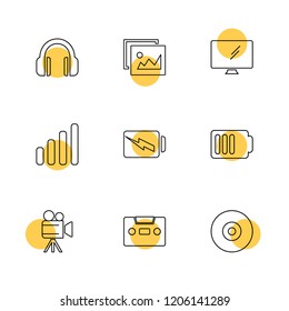 Set of 9 icons, for web, internet, mobile apps, interface design: business, finance, shopping, communication, fitness, computer, media, transportation, travel, easter, christmas, summer, device