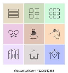 Set of 9 icons, for web, internet, mobile apps, interface design: business, finance, shopping, communication, fitness, computer, media, transportation, travel, easter, christmas, summer, device