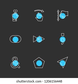 Set of 9 icons, for web, internet, mobile apps, interface design: business, finance, shopping, communication, fitness, computer, media, transportation, travel, easter, christmas, summer, device