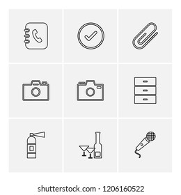 Set of 9 icons, for web, internet, mobile apps, interface design: business, finance, shopping, communication, fitness, computer, media, transportation, travel, easter, christmas, summer, device