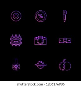 Set of 9 icons, for web, internet, mobile apps, interface design: business, finance, shopping, communication, fitness, computer, media, transportation, travel, easter, christmas, summer, device