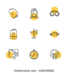 Set of 9 icons, for web, internet, mobile apps, interface design: business, finance, shopping, communication, fitness, computer, media, transportation, travel, easter, christmas, summer, device