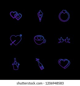Set of 9 icons, for web, internet, mobile apps, interface design: business, finance, shopping, communication, fitness, computer, media, transportation, travel, easter, christmas, summer, device