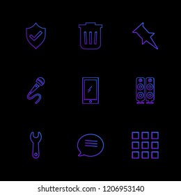 Set of 9 icons, for web, internet, mobile apps, interface design: business, finance, shopping, communication, fitness, computer, media, transportation, travel, easter, christmas, summer, device
