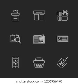 Set of 9 icons, for web, internet, mobile apps, interface design: business, finance, shopping, communication, fitness, computer, media, transportation, travel, easter, christmas, summer, device
