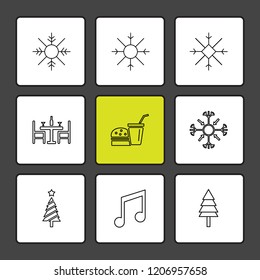 Set of 9 icons, for web, internet, mobile apps, interface design: business, finance, shopping, communication, fitness, computer, media, transportation, travel, easter, christmas, summer, device