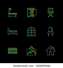 Set of 9 icons, for web, internet, mobile apps, interface design: business, finance, shopping, communication, fitness, computer, media, transportation, travel, easter, christmas, summer, device
