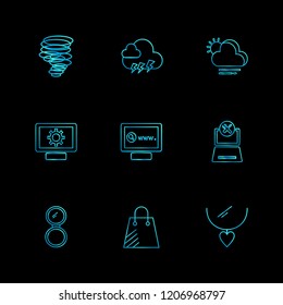 Set of 9 icons, for web, internet, mobile apps, interface design: business, finance, shopping, communication, fitness, computer, media, transportation, travel, easter, christmas, summer, device