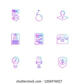 Set of 9 icons, for web, internet, mobile apps, interface design: business, finance, shopping, communication, fitness, computer, media, transportation, travel, easter, christmas, summer, device