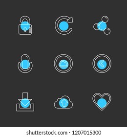 Set of 9 icons, for web, internet, mobile apps, interface design: business, finance, shopping, communication, fitness, computer, media, transportation, travel, easter, christmas, summer, device