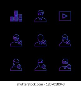 Set of 9 icons, for web, internet, mobile apps, interface design: business, finance, shopping, communication, fitness, computer, media, transportation, travel, easter, christmas, summer, device