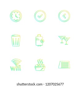 Set of 9 icons, for web, internet, mobile apps, interface design: business, finance, shopping, communication, fitness, computer, media, transportation, travel, easter, christmas, summer, device