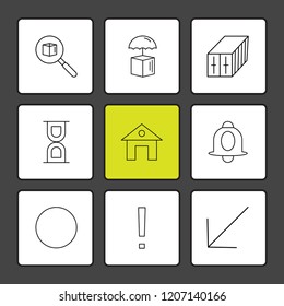 Set of 9 icons, for web, internet, mobile apps, interface design: business, finance, shopping, communication, fitness, computer, media, transportation, travel, easter, christmas, summer, device