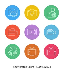 Set of 9 icons, for web, internet, mobile apps, interface design: business, finance, shopping, communication, fitness, computer, media, transportation, travel, easter, christmas, summer, device