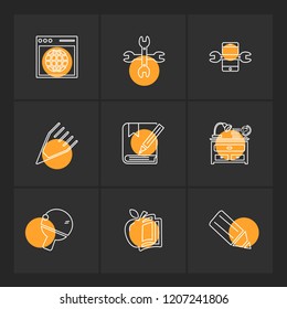 Set of 9 icons, for web, internet, mobile apps, interface design: business, finance, shopping, communication, fitness, computer, media, transportation, travel, easter, christmas, summer, device