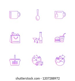 Set of 9 icons, for web, internet, mobile apps, interface design: business, finance, shopping, communication, fitness, computer, media, transportation, travel, easter, christmas, summer, device