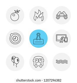 Set of 9 icons, for web, internet, mobile apps, interface design: business, finance, shopping, communication, fitness, computer, media, transportation, travel, easter, christmas, summer, device