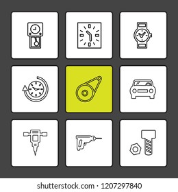 Set of 9 icons, for web, internet, mobile apps, interface design: business, finance, shopping, communication, fitness, computer, media, transportation, travel, easter, christmas, summer, device