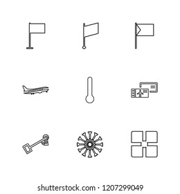 Set of 9 icons, for web, internet, mobile apps, interface design: business, finance, shopping, communication, fitness, computer, media, transportation, travel, easter, christmas, summer, device