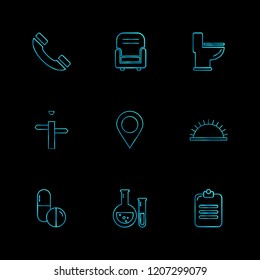 Set of 9 icons, for web, internet, mobile apps, interface design: business, finance, shopping, communication, fitness, computer, media, transportation, travel, easter, christmas, summer, device