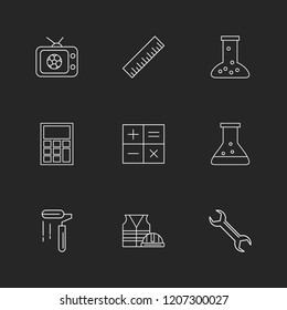 Set of 9 icons, for web, internet, mobile apps, interface design: business, finance, shopping, communication, fitness, computer, media, transportation, travel, easter, christmas, summer, device