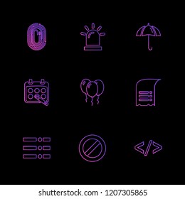 Set of 9 icons, for web, internet, mobile apps, interface design: business, finance, shopping, communication, fitness, computer, media, transportation, travel, easter, christmas, summer, device