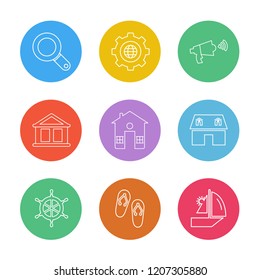 Set of 9 icons, for web, internet, mobile apps, interface design: business, finance, shopping, communication, fitness, computer, media, transportation, travel, easter, christmas, summer, device