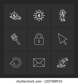 Set of 9 icons, for web, internet, mobile apps, interface design: business, finance, shopping, communication, fitness, computer, media, transportation, travel, easter, christmas, summer, device