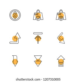 Set of 9 icons, for web, internet, mobile apps, interface design: business, finance, shopping, communication, fitness, computer, media, transportation, travel, easter, christmas, summer, device