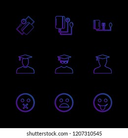 Set of 9 icons, for web, internet, mobile apps, interface design: business, finance, shopping, communication, fitness, computer, media, transportation, travel, easter, christmas, summer, device