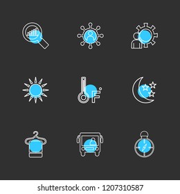 Set of 9 icons, for web, internet, mobile apps, interface design: business, finance, shopping, communication, fitness, computer, media, transportation, travel, easter, christmas, summer, device