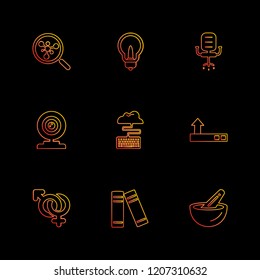 Set of 9 icons, for web, internet, mobile apps, interface design: business, finance, shopping, communication, fitness, computer, media, transportation, travel, easter, christmas, summer, device