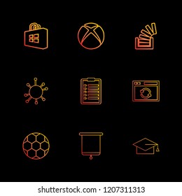 Set of 9 icons, for web, internet, mobile apps, interface design: business, finance, shopping, communication, fitness, computer, media, transportation, travel, easter, christmas, summer, device