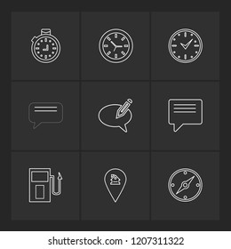 Set of 9 icons, for web, internet, mobile apps, interface design: business, finance, shopping, communication, fitness, computer, media, transportation, travel, easter, christmas, summer, device
