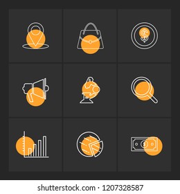 Set of 9 icons, for web, internet, mobile apps, interface design: business, finance, shopping, communication, fitness, computer, media, transportation, travel, easter, christmas, summer, device