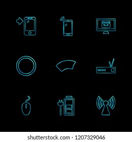 Set of 9 icons, for web, internet, mobile apps, interface design: business, finance, shopping, communication, fitness, computer, media, transportation, travel, easter, christmas, summer, device