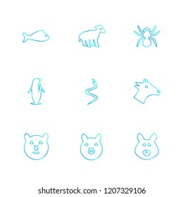 Set of 9 icons, for web, internet, mobile apps, interface design: business, finance, shopping, communication, fitness, computer, media, transportation, travel, easter, christmas, summer, device