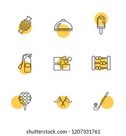 Set of 9 icons, for web, internet, mobile apps, interface design: business, finance, shopping, communication, fitness, computer, media, transportation, travel, easter, christmas, summer, device