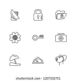 Set of 9 icons, for web, internet, mobile apps, interface design: business, finance, shopping, communication, fitness, computer, media, transportation, travel, easter, christmas, summer, device