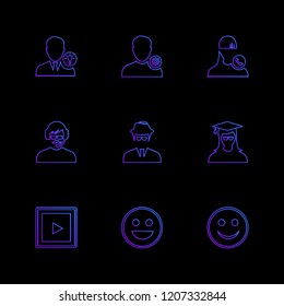 Set of 9 icons, for web, internet, mobile apps, interface design: business, finance, shopping, communication, fitness, computer, media, transportation, travel, easter, christmas, summer, device