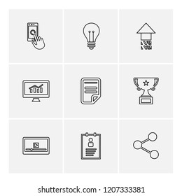 Set of 9 icons, for web, internet, mobile apps, interface design: business, finance, shopping, communication, fitness, computer, media, transportation, travel, easter, christmas, summer, device