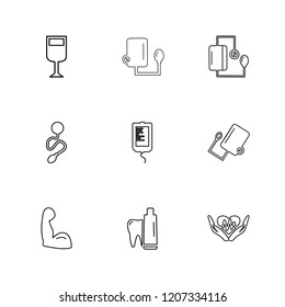 Set of 9 icons, for web, internet, mobile apps, interface design: business, finance, shopping, communication, fitness, computer, media, transportation, travel, easter, christmas, summer, device