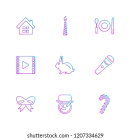 Set of 9 icons, for web, internet, mobile apps, interface design: business, finance, shopping, communication, fitness, computer, media, transportation, travel, easter, christmas, summer, device