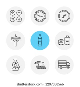 Set of 9 icons, for web, internet, mobile apps, interface design: business, finance, shopping, communication, fitness, computer, media, transportation, travel, easter, christmas, summer, device