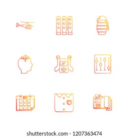 Set of 9 icons, for web, internet, mobile apps, interface design: business, finance, shopping, communication, fitness, computer, media, transportation, travel, easter, christmas, summer, device