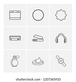 Set of 9 icons, for web, internet, mobile apps, interface design: business, finance, shopping, communication, fitness, computer, media, transportation, travel, easter, christmas, summer, device