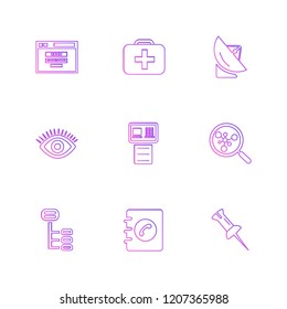 Set of 9 icons, for web, internet, mobile apps, interface design: business, finance, shopping, communication, fitness, computer, media, transportation, travel, easter, christmas, summer, device